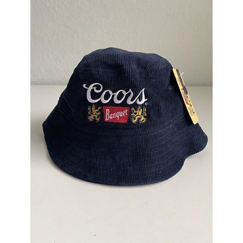 Coors Banquet Classic Logo Navy Corduroy Bucket Hat Mad Engine NEW